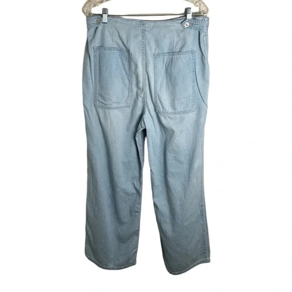 Free People Light Wash Cotton/Linen Wide Leg Jeans Size 31 - Picture 9 of 9